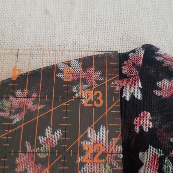 INC International Concepts Top Womens sz Large Sheer Ruched Floral Long Sleeve - Picture 6 of 6